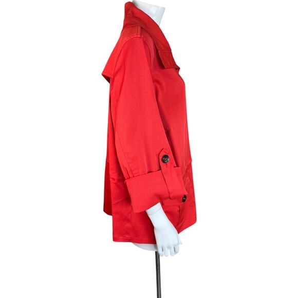 Ruby Rd. Women's 16W Button Front Jacket 3/4 Sleeves Red-Orange Pockets - Picture 2 of 13